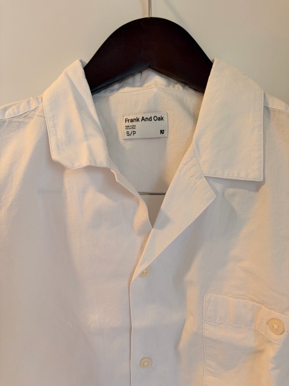 Frank & Oak Men's Cream Short-Sleeve Button Down Shirt - Picture 2 of 4